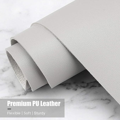 Hsurbtra Desk Pad, 35.5" x 17" PU Leather Desk Mat, XXL Extended Mouse Pad, Waterproof Desktop Blotter Protector, Non-Slip Ultra Thin Large Laptop Keyboard Writing Mat for Office Home, Gray