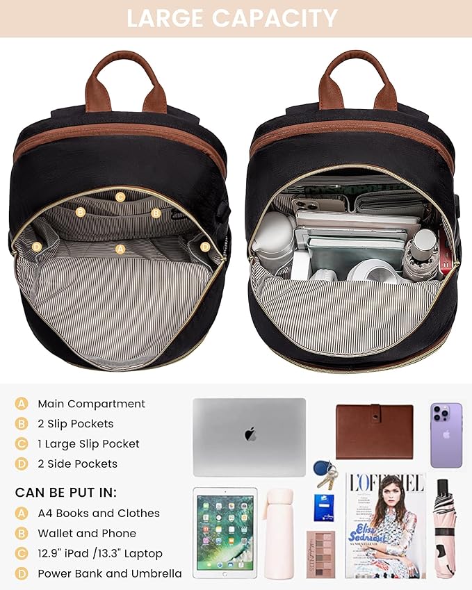 LOVEVOOK Laptop Backpack for Women,15.6 Inch Fashion Travel Backpack with USB,Large Capacity Backpack Purse,Water-resistant fits College Work Business Travel