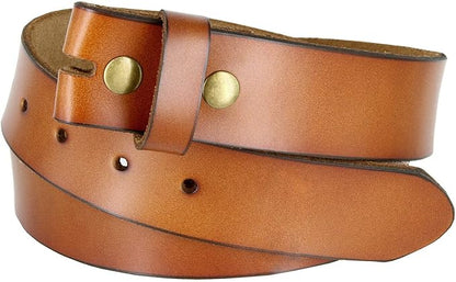 Men's Replacement Belt Strap 100% Genuine Leather Plain Casual Belt Strap with Snaps 1-1/2"(38mm) Wide