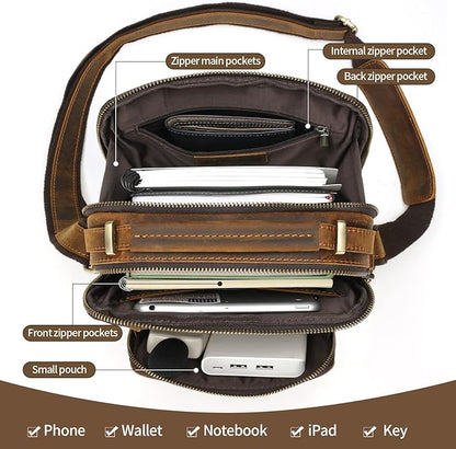Jack&Chris Leather Messenger Bag for Men, Man Purse Crossbody Bags for Work Business