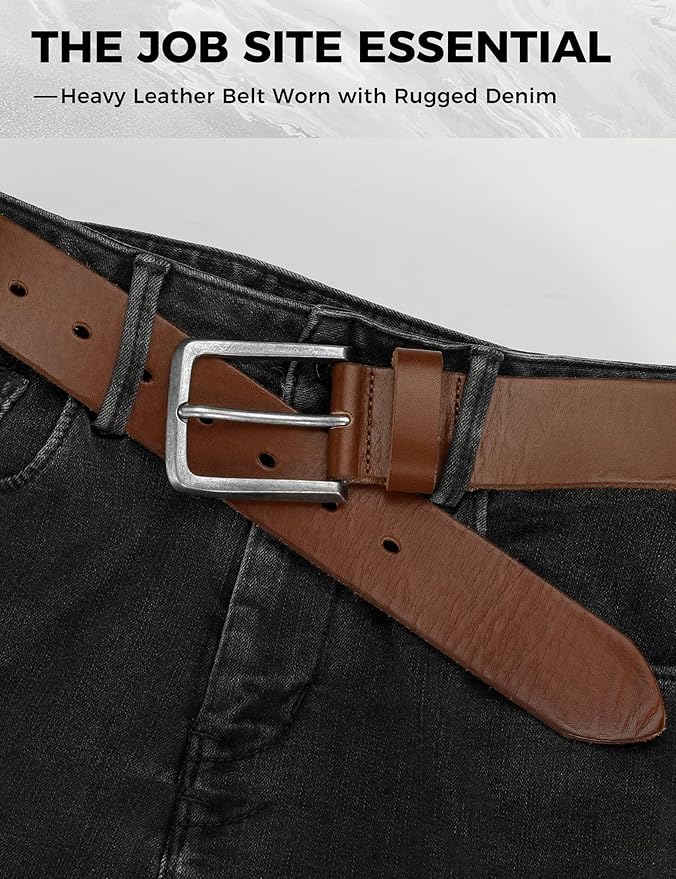 Thicken Full Grain Leather Mens Belt Heavy Duty Mens Work Belt Mens Belt High Hardness Buckle Packed In Gift Box