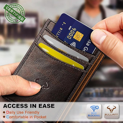 BULLIANT Slim Wallet For Men 12Cards,Magnetic Flip Build-in Money Clip Airtag Compatible-RFID Blocking