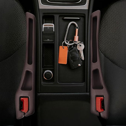 Hovom 2PCS Car Seat Gap Filler Organizer, Multi-purpose Automotive Seat Gap Storage Organizer for Key Phone Card, Auto Seats Crevice Filler Stop Things from Dropping, Car Accessories (Brown)