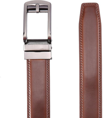 Men's Belt, Leather Ratchet Belt For Men's Dress 3.0cm,1 1/8" Size Adjusted Automatic Buckle