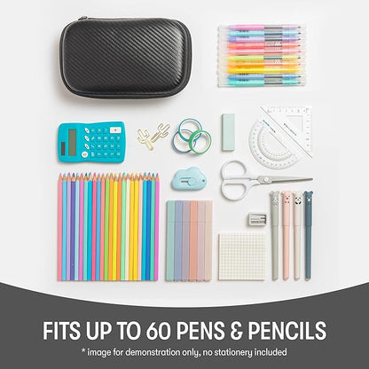 ZIPIT Black Carbon Pencil Case, EVA Pencil Box, Durable Storage Organizer, School Supplies and Cable Holder