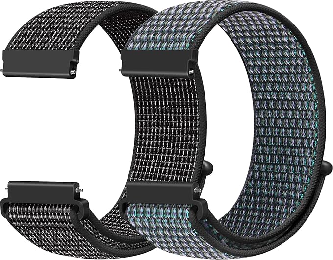 18mm Nylon Sport Quick Release Watch Bands Compatible with Garmin Venu 4 41mm/3S 41mm/Venu 2S/Vivoactive 4S/Vivomove 3S/Active S/Forerunner 265S(42mm)/255S/Fossil Women's Gen 6 42mm/5E 42mm Women Men