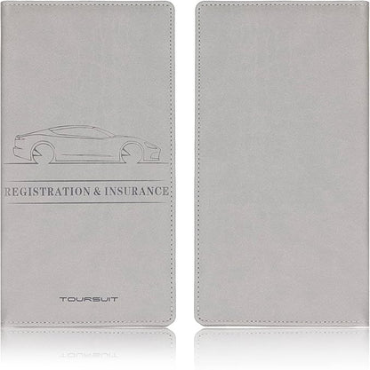 TOURSUIT Car Registration and Insurance Card Holder, Vehicle License Document Glove Box Compartment Organizer, Interior Car Accessories for Women Men Teens (Grey)