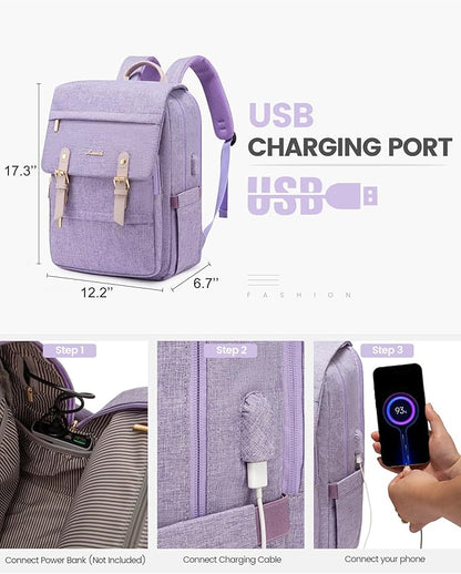 LOVEVOOK Laptop Backpack Purse for Women Fashion Vintage Computer Backpack 15.6 Inch Large Teacher Nurse Backpack Casual Daypack for Travel Business Work College