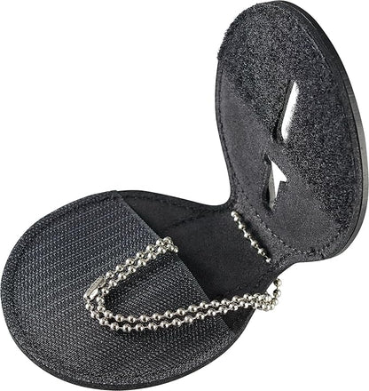 Perfect Fit Shield Wallets County of Los Angeles Sheriff Six-Point Star Belt Clip Badge Holder with Pocket and Chain (Cutout PF622), Black Leather, One Size