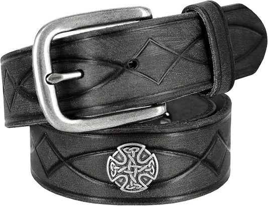 Genuine Full Grain Western Engraved Tooled Leather Strap or Belt 1-1/2" Wide