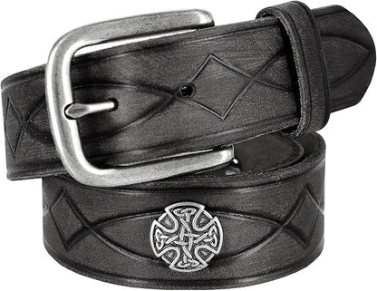 Genuine Full Grain Western Engraved Tooled Leather Strap or Belt 1-1/2" Wide