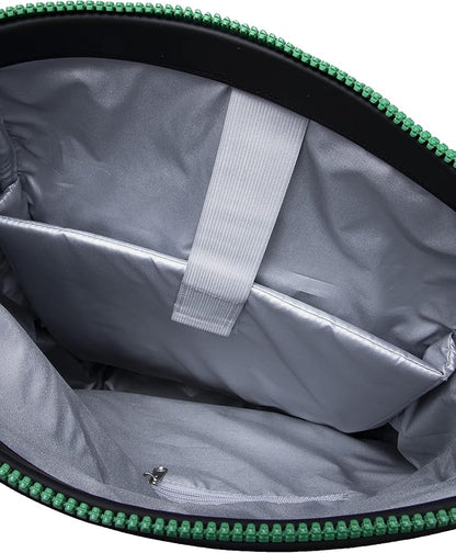X RAY Roll Top Laptop Backpack for Men Women, PU Leather Expandable Roll Up Backpack Capacity Adjustable 22L Fits 15.6" Laptop, Black/Kelly Green