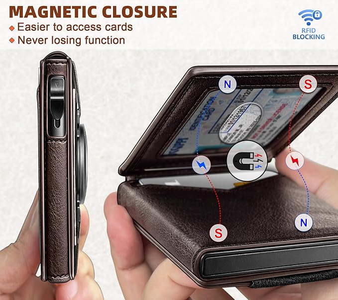 BULLIANT Men Wallet Gift Boxed,Slim Front Pocket Wallet Money Clip Card Holder 3.8"x2.7",Pop-up Access