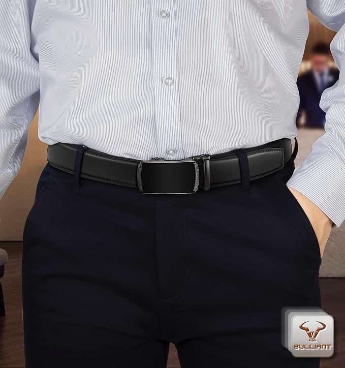 BULLIANT Men Belts 2 Pack,Ratchet Sliding Belt Adjustable For Gift Mens Dress Casual 1 3/8",Cut for Fit