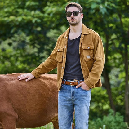 VATAN Men's Full Grain Leather Casual Every Day Jeans Belts, Handmade Men Leather Belt with Gift Box