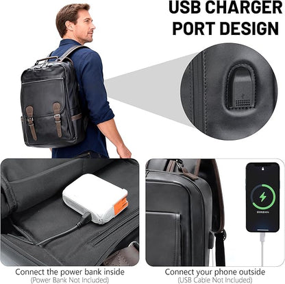GOWIN Laptop Backpack for Men Work Travel Backpack with USB Charger Waterproof Business Backpack Fit 15.6 Computer Airline Approved Casual Backpack (Black)