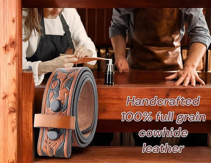 F&L CLASSIC Western Belt without buckle for men – Full Grain Leather Cowboy Belts for jeans - One Piece Leather strap belt