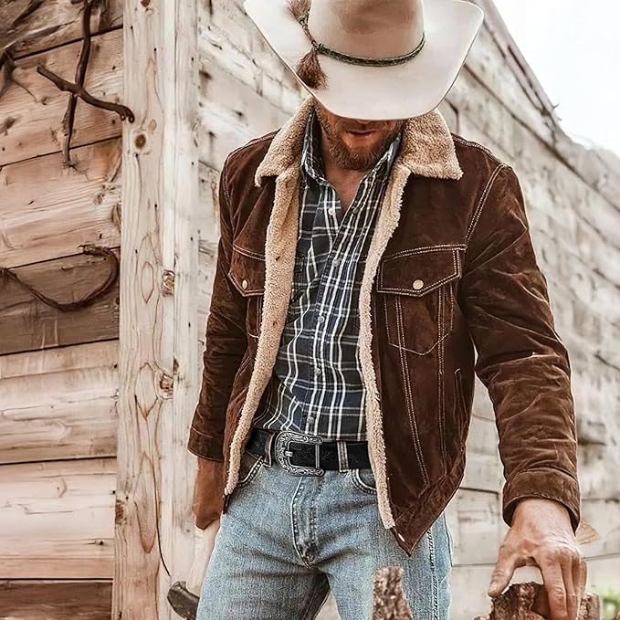 SANSTHS Western Cowboy Ratchet Belts for Men Women Leather Cowboy Belt with Automatic Western Buckle for Jeans Gifts