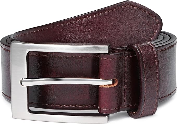 MILORDE Men's Genuine Leather Dress Belt, Handmade, 100% Cow Leather, Fashion & Classic Designs for Work Business and Casual
