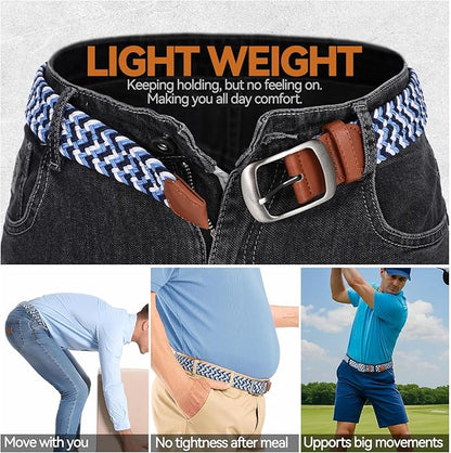 XZQTIVE Braided Belt Stretch Belt for Men and Women Multicolored Woven Golf Belt Elastic Jean Belts