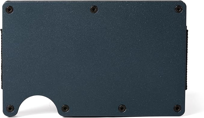Minimalist Carbon Fiber Wallet for Men, Money Clip Cash Strap Wallet, RFID Blocking Metal Wallet Aluminum Card Holder,Front Pocket Wallet(Matte Navy Blue)