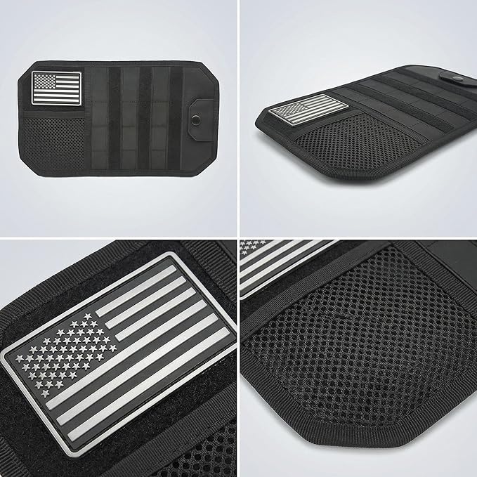 Car Sun Visor Organizer | Multi-Pocket Storage Pouch for SUVs & Trucks | Black Organizer with Double Zippers, Elastic Bands & Glasses Clip | 12.8x7x1.2 Inch