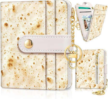 Jogjam Funny Taco Lover Burrito Tortilla Rfid Women Wallet, Small Slim Thin Compact Credit Card Wallet, PU Leather Bifold Cash Wallet, Zipper Coin Pocket ID Window, Girls Girly Teens Gifts