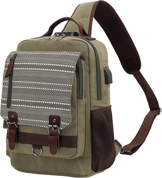 Leaper Retro Crossbody Bag Sling Bag Canvas Messenger Bag for Men Women Shoulder Bag Crossbody Handbags Satchel Travel Bag