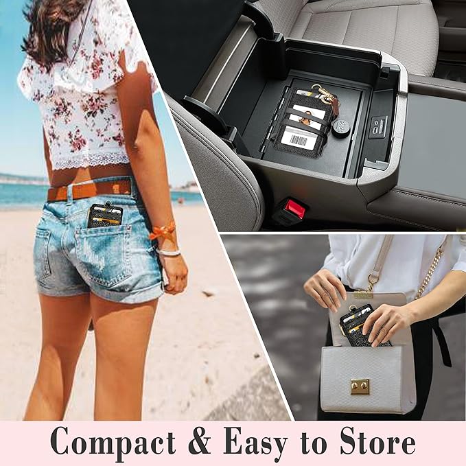 ID Badge Holder with Lanyard, Vertical Bling Shiny ID Badge Card Holder with 1 Clear ID Window, 4 Credit Card Slots, 1 Cash Coin Slot and a Detachable Neck Lanyard (Bling Black)