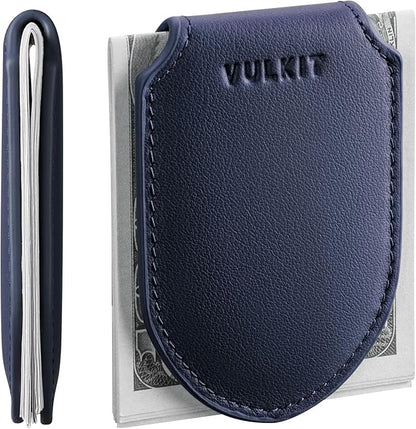 VULKIT Luxury Money Clip Genuine Leather Magnetic Closure Streamline Design Money Clip Wallet, Holds Up to 20 Bills