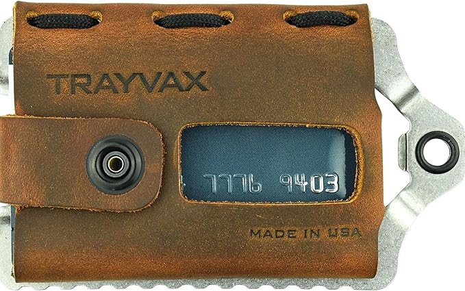 Trayvax Element Wallet, RFID Front Pocket Credit Card Holder with Money Clip, Minimalist Slim Leather Metal Wallet for Men and Women