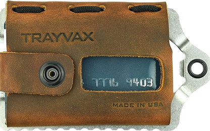 Trayvax Element Wallet, RFID Front Pocket Credit Card Holder with Money Clip, Minimalist Slim Leather Metal Wallet for Men and Women