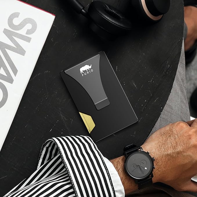 Card Wallet for Men Slim Minimalist: Metal Wallets with Money Clip - Rfid Thin Front Pocket Credit Card Holder - Gift for Men Husband Father at Anniversay Brithday