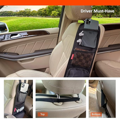 Luckybay Car Seat Side Organizer, Auto Seat Storage Hanging Bag, Phones, Drink, Stuff Holder with Mesh Pocket for Cars, SUV & Truck 2 Pack