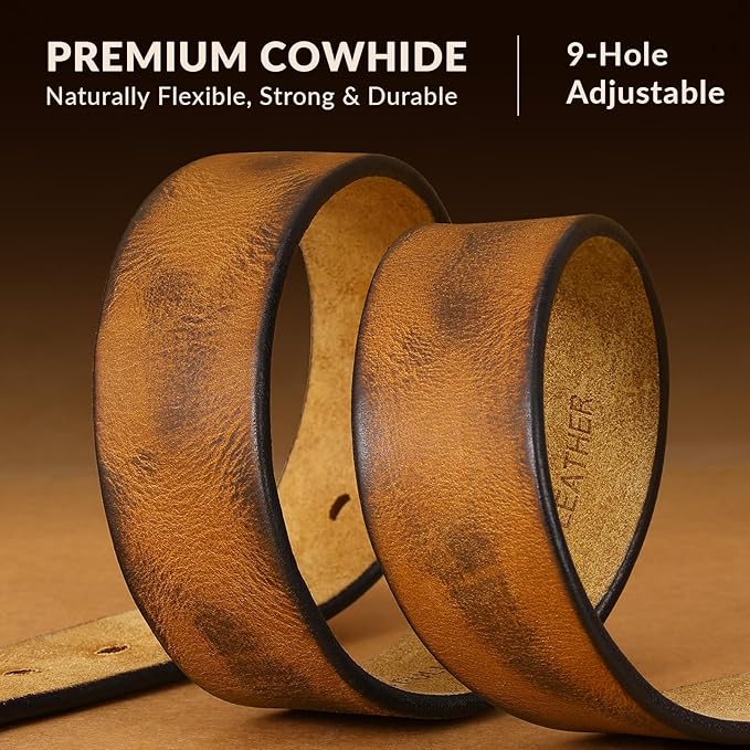 Men's Leather Belt Full Grain Leather Belts for Men Handmade Real Solid Top-Grain Leather Heavy-Duty Work Belt Gifts