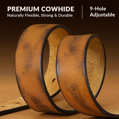 Men's Leather Belt Full Grain Leather Belts for Men Handmade Real Solid Top-Grain Leather Heavy-Duty Work Belt Gifts