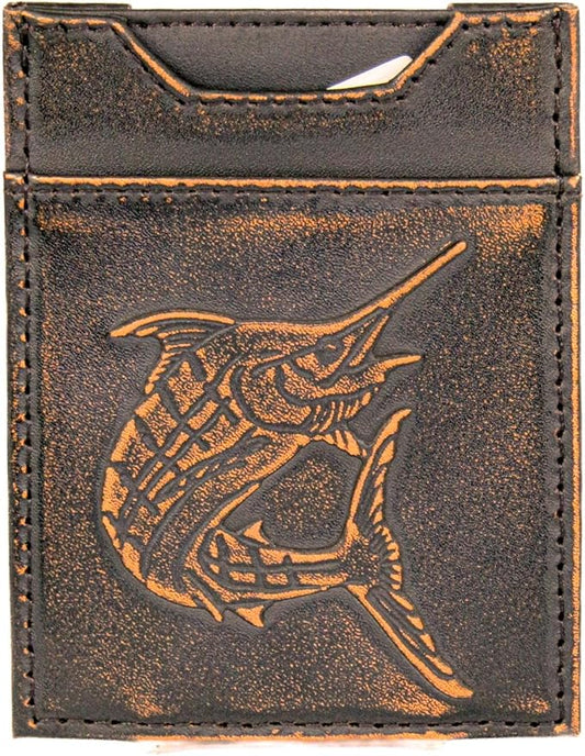 ZEP-PRO Marlin Burnished Leather Magnetic Front Pocket Wallet, Slim Stylish for Men