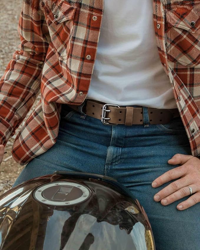 CHAOREN Work Belts for Men Heavy Duty - 1.5" Full Grain Leather Belt Casual - Fully Adjustable, Double Prong
