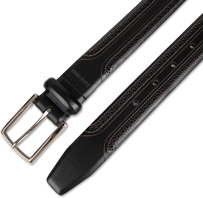Cole Haan Men's Black Leather Dress Belt - Classic Style With Polished Buckle for Work Or Formal Wear