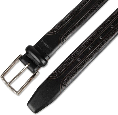 Cole Haan Men's Black Leather Dress Belt - Classic Style With Polished Buckle for Work Or Formal Wear