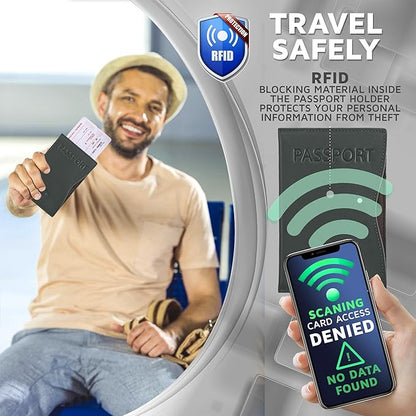 Alban RFID Passport Holder Women Men RFID Blocking Travel Passport Wallet Case Genuine Leather Passport Cover porta pasaporte