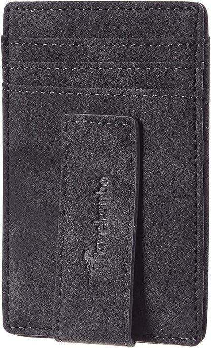 Travelambo Money Clip for Men Magnetic Front Pocket Wallet Slim Wallet Minimalist Card Holder RFID Blocking (Deep Grey)