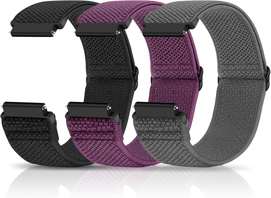 Compatible with 16mm 18mm 19mm 20mm 22mm 24mm Watch Bands Quick Release Replacement Wristband,Adjustable Stretchy Nylon Solo Loop Straps Fabric Braided Sport Elastic Bands for Men Women