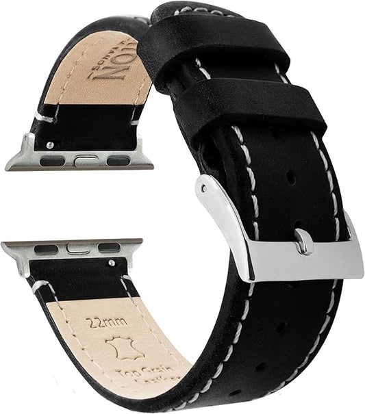 BARTON WATCH BANDS - Top Grain Leather Watch Bands Compatible with Apple Watch Models - 1, 2, 3, 4, 5, 6, 7, 8, 9, 10, SE, Ultra & Ultra 2