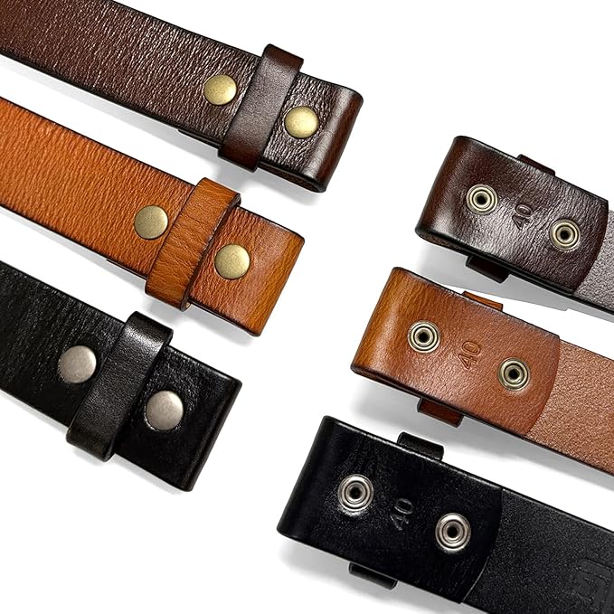 100% One-Piece Full Grain Leather Belt Straps with No Slot Hole/Slot Hole/Heavy-Duty, Multi Options 1-1/2" (38mm) Wide