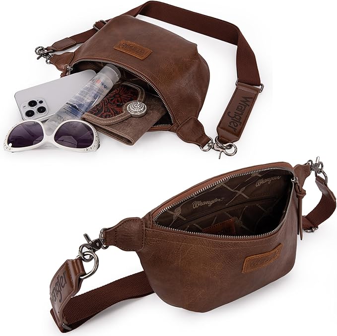 Wrangler Large Fanny Packs for Women Waist Bag Travel Belt Bags Crossbody Sling Purse
