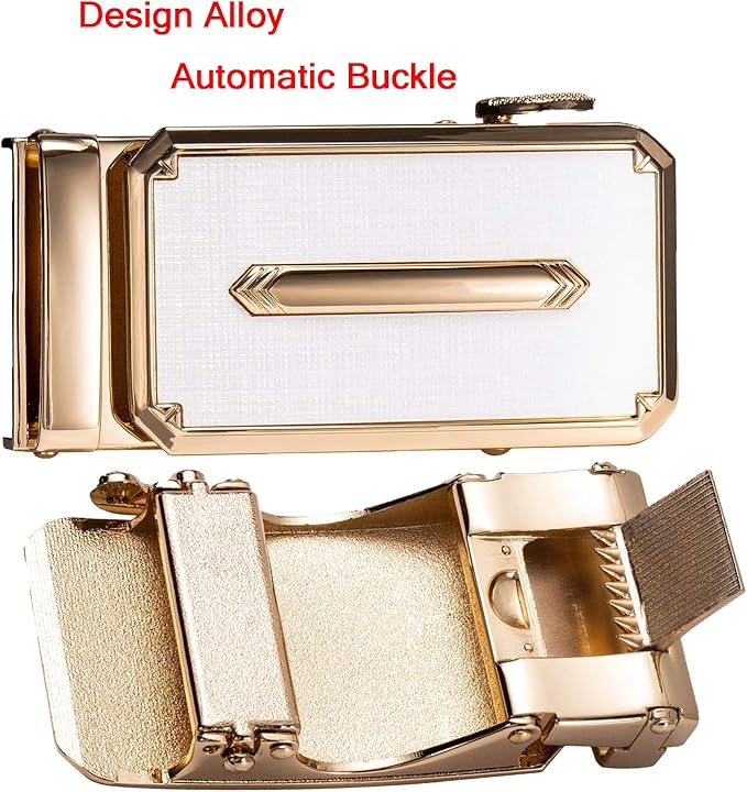 Dubulle Designer Mens Belts, Sliding Automatic Buckle Ratchet Dress Belt TOP Genuine Leather Strap Gifts