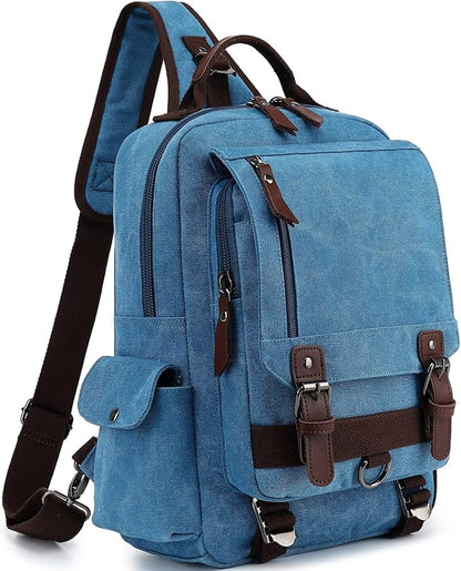 Leaper Retro Crossbody Bag Sling Bag Canvas Messenger Bag for Men Women Shoulder Bag Crossbody Handbags Satchel Travel Bag