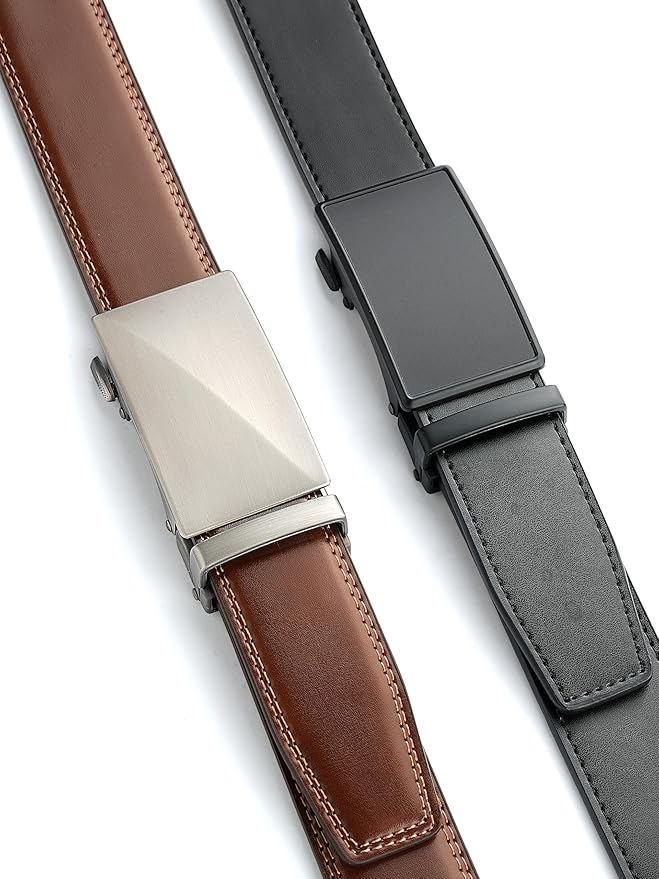 MILORDE Men's Leather Ratchet Belt - 35mm - Customizable Fit
