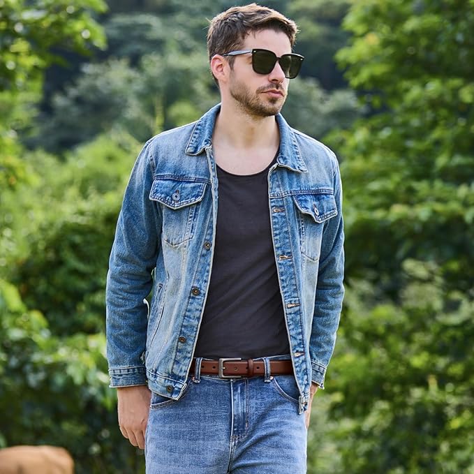 VATAN Men's Genuine Leather Dress Belts, Handmade Classic Every Day Leather Jeans Belt for Men Work Business Casual